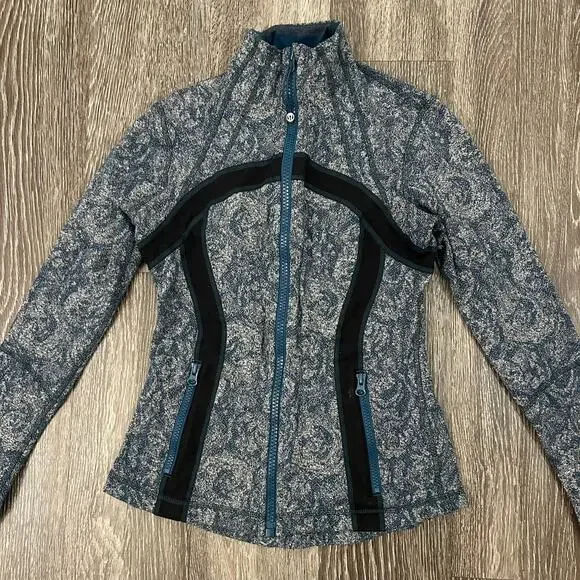 EUC Lululemon Define Jacket Brushed Rose Herringbone Alberta Lake Zip Black Teal